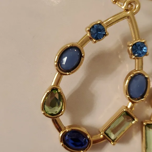 Jewel tones blue, green gold, beautiful earrings NEW - Picture 4 of 5